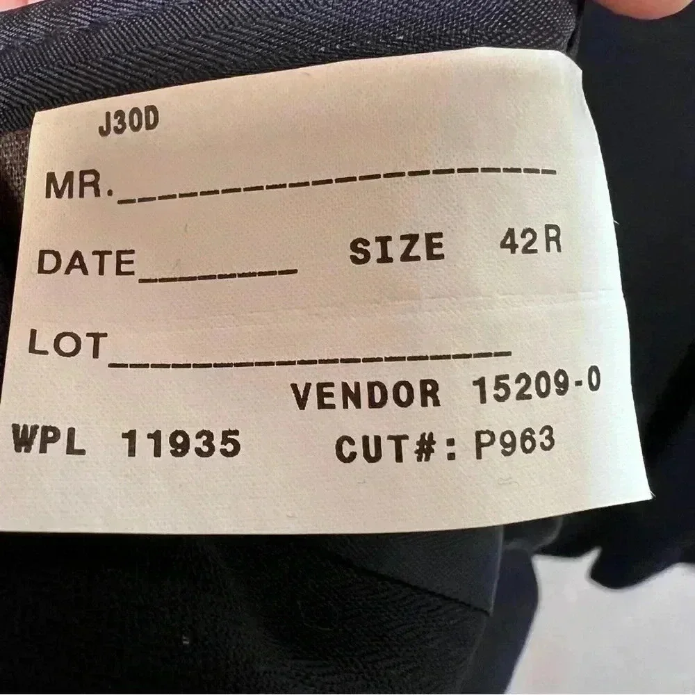 Stafford Suit Coat Jacket, Dark Blue, Size 42R, 100% Wool, Button Closure